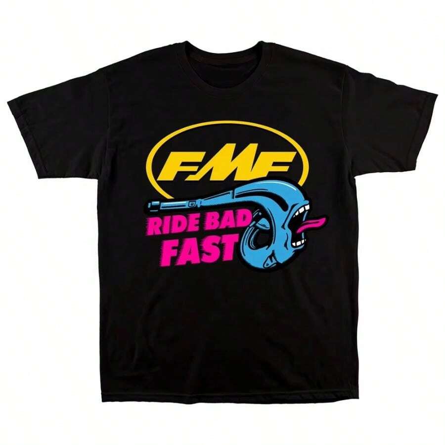 2025 Summer FMF Ride Bad Speed Racing T-Shirt Men's Women's Cotton T-Shirt Vintage Street Y2k Top Men's T-Shirt Large Size - màu đen - Xem 1