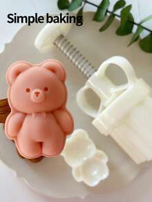 قالب حلوى بشكل دب محشو - قاطع بسكويت دب صغير جميل، ختم بسكويت، قالب كعكة القمر، قالب بسكويت، لوازم بنتو للكيك والحلويات وعيد المنتصف والأدوات الخبز للمناسبات