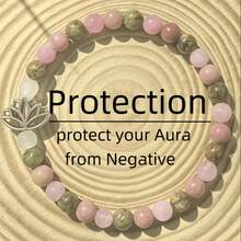 6毫米莲花脉轮手链，镶嵌玫瑰石英、蔷薇辉石和红绿石——天然宝石珠象征着繁荣与爱情。这款优雅的饰品非常适合日常佩戴，是一件波西米亚风格的灵性珠宝，也是送给爱人的华丽水晶礼物。 - 彩色 - 查看 5