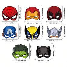 Marvel 8 件，超级英雄蜘蛛侠，派对摄影道具，纸质眼镜，英雄主题眼部配饰，派对用品，超级英雄纸质眼镜，生日派对摄影道具礼物，适合作为生日礼物、万圣节、圣诞节、毕业季、派对装饰、节日派对必需品（款式随机） - 彩色 - 查看 4