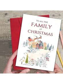 1pc Interesting Christmas Greeting Card With "Merry Christmas To All Families" Text, Decorated With Christmas Elements To Express Warm Christmas Wishes To The Recipient, A Great Gift For Family And Friends On Christmas And Other Special Occasions. - Multicolor - View 6