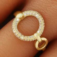 1 قطعة خاتم مفتوح هندسي مجوف من النحاس بطبقة فضية مرصع بزركونيا مكعبة