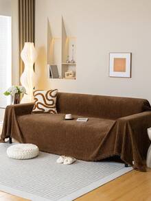 1pc Chenille Beige Tasseled Sofa Slipcover, Crafted With Anti-Scratch Technique,Couch Cover For Dogs,Washable Couch Covers, Non Slip Couch Sofa Cover, Protector With Tassels Chenille Sofa Covers For Pets,Suitable For Living Room, Bedroom, Office, Home Decor,For 1/2/3/4 Seater Sofas(Multiple Sizes Available)