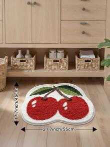DAJIANG 1pc Flocked Bathroom Mat Carpet, Unique Fruit Pattern (Cherry, Strawberry), Fresh Style Area Rug, Doormat, Non-Slip TPR Bottom, Soft & Absorbent, Suitable For Bathroom, Shower, Kitchen, Living Room, Dorm, Dining Room, Home Decor, Holiday Decoration, Thick & Fluffy, Autumn/Winter, Halloween, Thanksgiving Christmas Decor Kitchen Rug - Multicolor - View 13