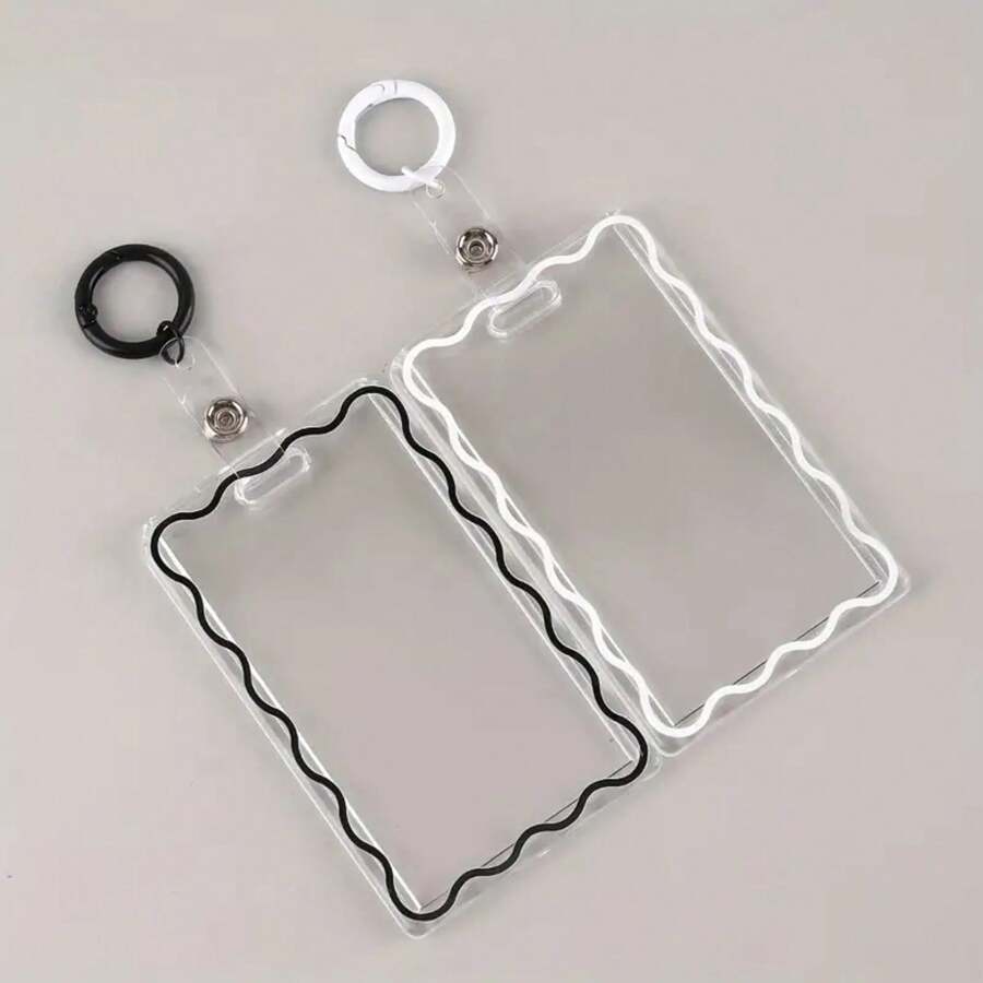 Transparent Acrylic Card Holder With Keychain, Durable Protective Cover, Suitable For Student ID, Meal Card, And Office Supplies, Plastic Material