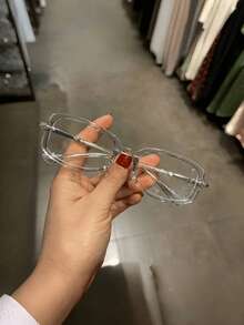 1pc Men Anti-Blue Light Clear Acrylic Frame Glasses Clear Glasses - Multicolor - View 3