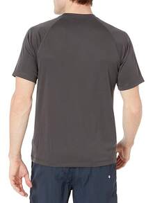 Essentials Men's UPF 50 Quick Dry Short Sleeve Swim Shirt - 深灰色 - 查看 3