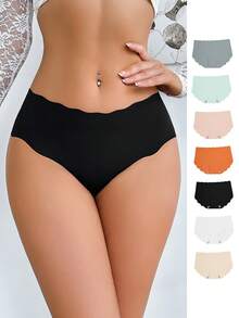 7pcs Women's Underwear With Scallop Edge - Apricot - View 2