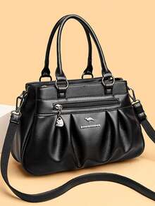 Women's Conventional Large-Capacity Handbag Fashion Designer High-Quality Soft Leather Bags Casual Retro Shoulder Bag 2024 New