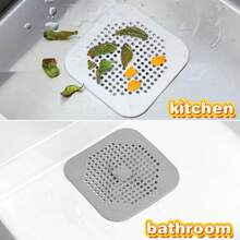 Juego de 4 piezas de atrapadores de drenaje, rejilla de drenaje de ducha cuadrada, atrapador de cabello de silicona con ventosa, filtro de colador de fregadero, tapón de drenaje de bañera/ducha de silicona, tapón de olor de cocina de silicona, herramientas de limpieza de baño