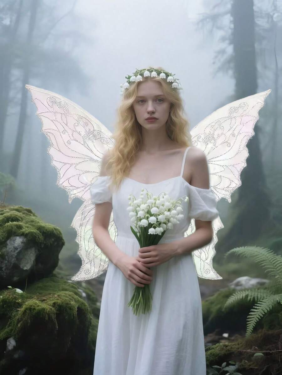 1pc Holiday Fairy Wings ,Carnival Festival Party Performance Props, Sparkle Butterfly Wing Wedding Costume Angel Wings For Women Carnival Dress Up Accessories,Hot Gold Dazzling Butterfly Wings Fairy Wings,Birthday Present Halloween Costume - Multicolor - View 1