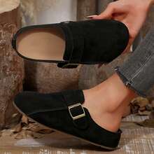 Womens Casual Easter Shoes Flat Loafers Summer Simple Metal Decor - Black - View 7