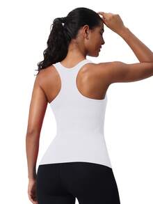 MathCat Seamless Workout Tank Top For Women With Built In Bra, Padded Racerback Athletic Yoga Camisole - White - View 1