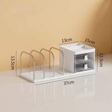 1个不锈钢和PP材质桌面书架 | 小型立式书架，带防滑底座和可调节层板 | 桌面收纳架 | 学生宿舍桌面整理架 | 桌面收纳盒 - 多层文具和办公用品收纳 - 彩色 - 查看 10