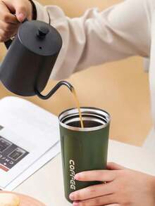 1 pieza Taza de café de acero inoxidable de 380/510ml, Taza portátil, Botella de agua para coche, Aislamiento de 6 horas, Botella de agua deportiva de gran capacidad para bebidas frías y calientes, Diseño antideslizante, Sello súper fuerte, Adecuada para leche, café, té caliente, bebidas frías, jugo, Regalo perfecto - Multicolor - Ver 4