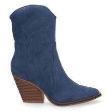 shoes&blues.es Botín Campero con Tacón, Cómodos, Diseño con Bordado en Caña y Empeine y Cierre de Cremallera. Otoño Invierno. - Azul - Ver 2
