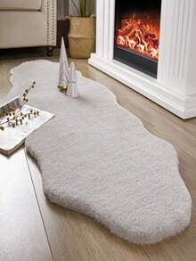 1PC Faux Rabbit Fur Rug, White Soft Fluffy Faux Fur Runner Rug, Shaggy Area Rug For Bedroom, Living Room, Machine Washable Nursery Rug - Grey - View 7