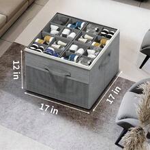 Shoe Organizer Closet, 2 Pack Foldable Shoe Storage Organizer Box Bin With Adjustable Dividers And Cover, Fits Up To 16 - 32 Pairs Beige - 灰色 - 查看 6
