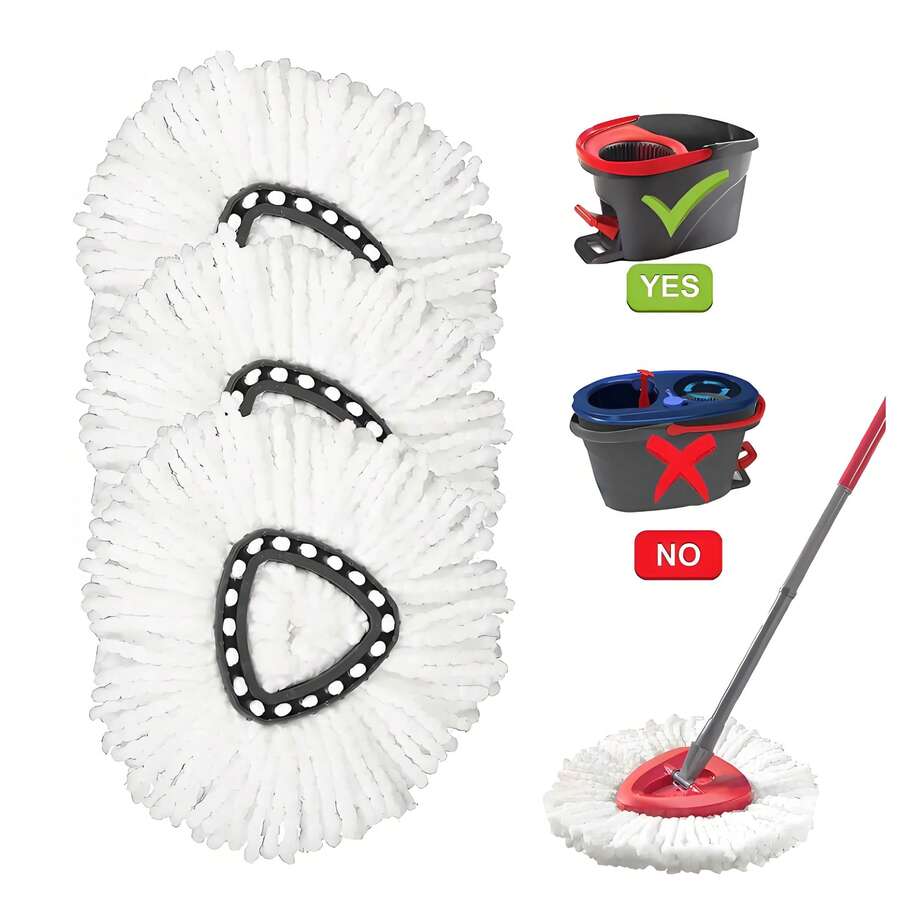 Spin Mop Head For O-Cedar Spin Mop Refill, EasyWring Spin Mop Microfiber Refill, Easy Cleaning Mop Head Replacement 3 Pack - 白色 - 查看 1