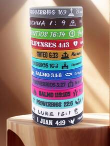 10pcs Christian Cross & Inspirational Slogan Silicone Bracelets Set, Suitable For Daily Wear & Gift - 10pcs Set Silicone Bracelet - View 14