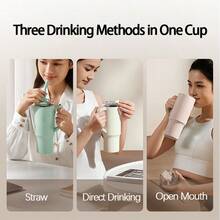 Xiaomi Cốc giữ nhiệt có ống hút dung tích lớn 1L, thép không gỉ 316, làm mát và sưởi ấm lâu dài, thiết kế nắp ống hút, làm mát đồ uống đá mùa hè, màu hồng Sakura - Hoa anh đào màu hồng - Xem 4