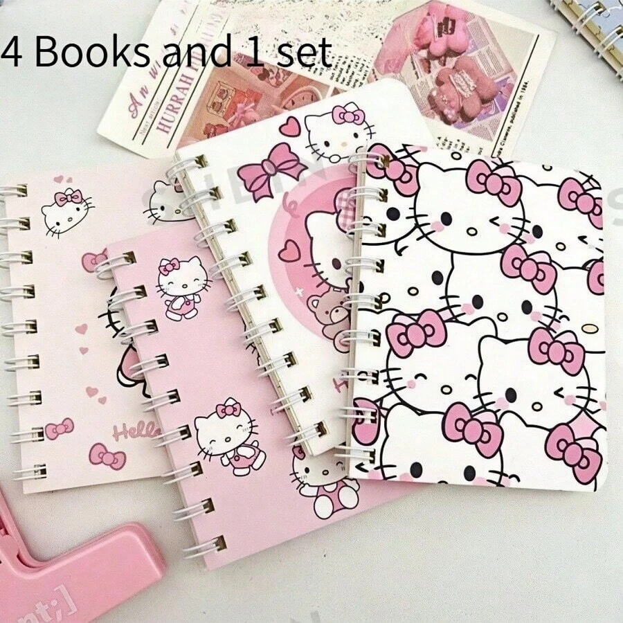 4 Pcs/2 Pcs Sanrio Hello Kitty, Cinnamon Dog, Kuromi, And Girly Heart A5/A7 Spiral Notebooks. High-Value Series Notebooks, Cute Exercise Books. Student Stationery - Thick, Cute Cartoon-Themed Daily Manual.