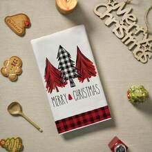 2pcs Christmas Cutlery Towels, Kitchen Towels With Christmas Tree Design, Red And Black Checkered Pattern, Kitchen Towel Set, Christmas Velvet, Christmas Decorations, Christmas Ornaments, Home Christmas Decorations, Kitchen Accessories, Cleaning Supplies, Kitchen Supplies, Kitchen Tidying Up. Winter Room Decor