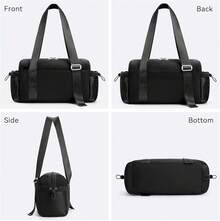 WLLWOO - Bolsa pequeña de gimnasio para mujer con bolsillo húmedo, bolsa de viaje pequeña, bolsa de viaje para entrenamiento, ligera, para baile, yoga, fines de semana, Beige - Negro - - Ver 5