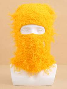 1 Piece Men's Solid Color Autumn And Winter Mask Classic Embroidered Balaclava Outdoor Ski Mask Personalized Tassel Headgear - Pink - View 6