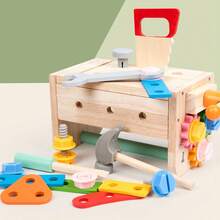 36 pièces Boîte à outils multifonctionnelle en bois pour enfants, jouets de construction STEM pour garçons et filles, ensemble de jeu de rôle d'ingénieur avec des outils courants comme un tournevis et une clé, cadeau de Noël et d'anniversaire pour les enfants