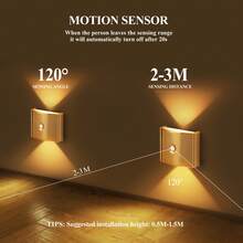 LED智能感应夜灯，室内人体感应壁灯，无线LED壁灯，壁灯，电池供电，粘贴式设计，可旋转，便携，安装简便，色温和亮度可调，适用于走廊、浴室、卧室、厨房、橱柜、楼梯、入口、床头柜、书桌、衣柜、家居装饰、客厅装饰，人体感应灯，床头灯，LED灯，无线灯 - 彩色 - 查看 6