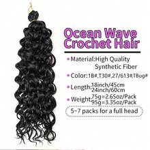 Păr croșetat Ocean Wave 18/24 inch 6 pachete păr croșetat cu onduleuri adânci păr sintetic creț împletit croșetat