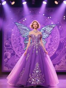 1pc Holiday Fairy Wings ,Carnival Festival Party Performance Props, Sparkle Butterfly Wing Wedding Costume Angel Wings For Women Carnival Dress Up Accessories,Hot Gold Dazzling Butterfly Wings Fairy Wings,Birthday Present Halloween Costume - Multicolor - View 3