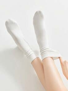 1/5/10 pares de calcetines de maternidad cómodos y de boca ancha de unicolor para mujeres, calcetines transpirables que absorben la humedad hasta el tobillo