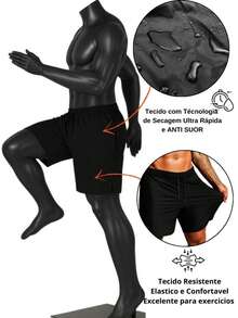 Men's Bermuda Shorts For The Gym And Beach – Dry Bermuda Shorts With Elastane – Few Units - 黑色 - 查看 4