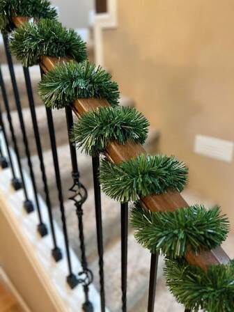 1pc Green Garland Christmas Decorations, 10m Xmas Greenery Tinsel Stems Soft Twist Garland Decor For Tree Stairs Railing Front Door Mantle Fireplace Indoor Outdoor Holiday Home, Christmas Tree Decorations, Christmas Garland Realistic, Home Decorators