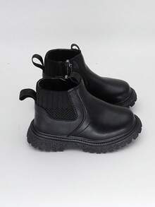 儿童靴子秋冬新款男童英伦风时尚踝靴女童短靴时尚