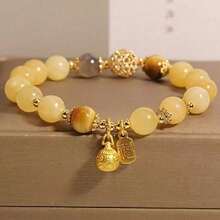Elegant Citrine Bead Bracelet, Bohemian Style, Natural Stone, Daily Wear, Cute, Couple Necklace, Birthday Gift, Friendship, Ideal Surprise Gift, Public Occasion, Simple Jewelry To Wear, Birthday Gift, Mother's Day Gift - Màu vàng - Xem 5