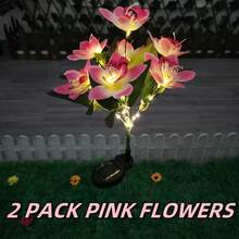 1/2/4PCS Solar Lights Outdoor Garden Decor - Upgraded Solar Garden Lights With 7 Powered Orchid Lights, Solar Outdoor Lights Solar Decorative Lights For Garden, Patio, Yard, Gifts For Mother(Pink, White, Orange, Yellow, Red, Purple) - 蘭花 - 查看 17