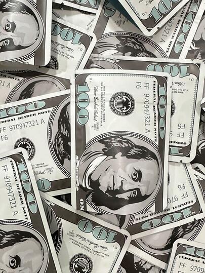 50pcs USA Dollar Printed Storage Bags, Resealable Zipper Pouches, Reusable Polyester Film Bags, Odor-Proof, Waterproof, Self-Sealing, Suitable For Themed Events, Party Favors, Gift Packaging, Storage, Photography Props