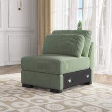 Sofá combinado para varias personas, espuma de alta resiliencia, estructura de madera maciza, sofá individual, banco con almacenaje, sofá de pana para salón, color verde - Verde Oliva - Ver 15