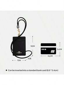 Coach Portaidentificación de cuero con ventana transparente para identificación, portacredenciales con dos ranuras para tarjetas de crédito y correa para el cuello desmontable - Negro 1 - Ver 3