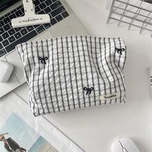 1 件格子蓝色刺绣花卉化妆包，女士口红收纳袋，化妆刷架旅行必备品，适合假期化妆包，化妆收纳旅行包，女士 - 彩色 - 查看 8