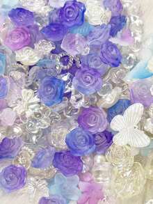 100pcs/Pack 70g Grey Gradient Starry Sky Rose DIY Beads For Bracelet, Necklace, Phone Case, Handmade Jewelry, Multi-Purpose Craft Supplies, Gifts For Friends, With Holes - Multicolor - View 4