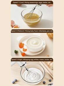 1个USB充电式无线奶油打蛋器，迷你手持电动打蛋器，双头可更换搅拌头，厨房电器 - 彩色 - 查看 2