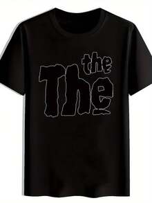 A Printed T-Shirt Printed With Retro Rock Band Round Neck Short Sleeve, Summer Round Neck Polyester Top, Pop Music, Rock Songs, Heavy Metal Band, Punk Band, Etc., Retro , Men's Top Clothing, Summer Essential Travel Date Seaside Holiday Gift - 黑色 - 查看 1