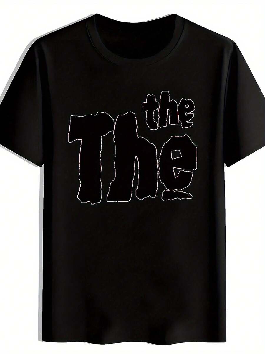 A Printed T-Shirt Printed With Retro Rock Band Round Neck Short Sleeve, Summer Round Neck Polyester Top, Pop Music, Rock Songs, Heavy Metal Band, Punk Band, Etc., Retro , Men's Top Clothing, Summer Essential Travel Date Seaside Holiday Gift - 黑色 - 查看 1