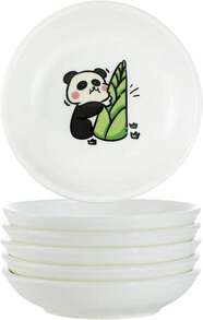 Super Cute Cartoon Panda Ceramic Sauce Dishes, Seasoning Dishes, Little Cat Dog Bird Feeding Bowls, Sushi Soy Dipping Bowls, Appetizer Plates, Dessert Plates-Panda-3.5 Inch, Set Of 6,18562373 - 黃色 - 查看 2