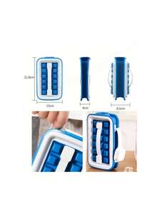 1 Stück wiederverwendbare 16-Fach Quadratische Eiswürfelform, ABS Eiswürfelform, Berührungslose Eisherstellung, Küchen- & Bar-Zubehör (Blau/Grün)