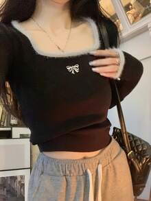 Women Knit Tops - Black - View 3